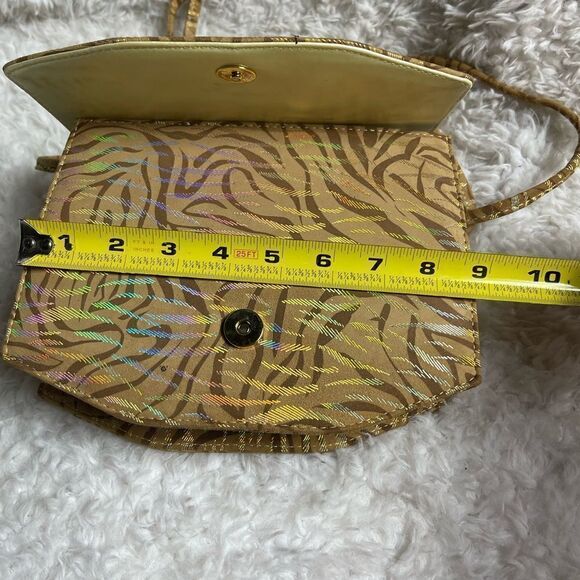 J Renée gold fabric 3D effect zebra print shoulder bag - Picture 6 of 9